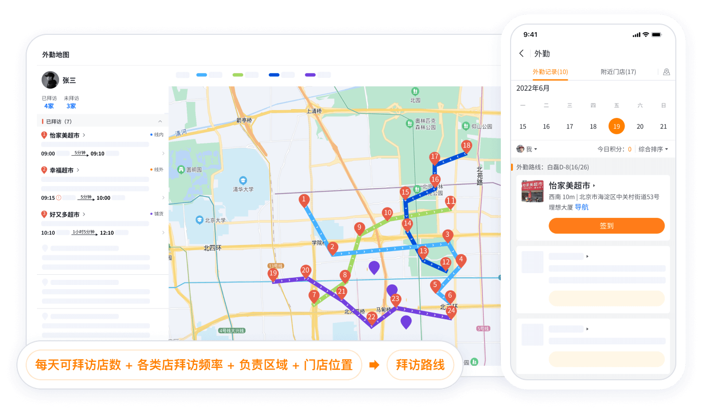 SFA系统蹊径造访功效界面截图