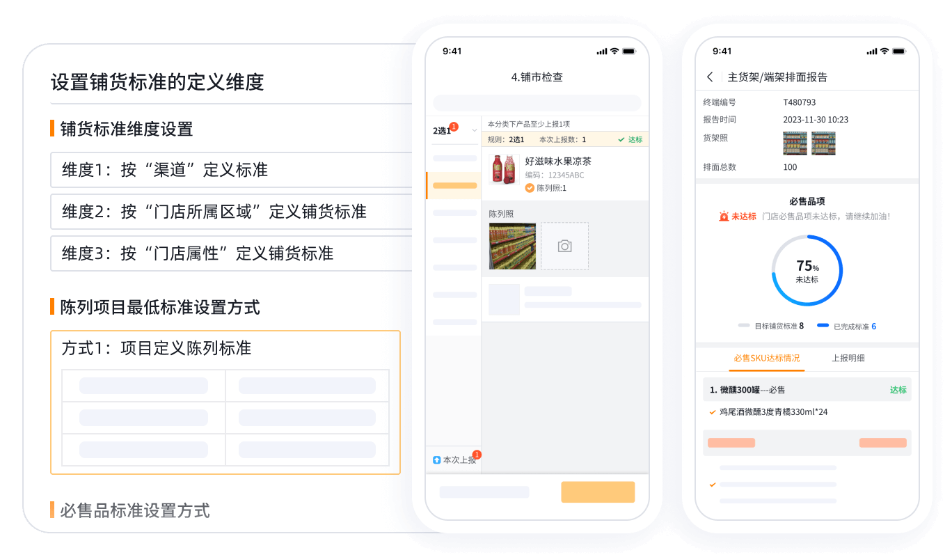 SFA系统门店肆货标准执行界面截图