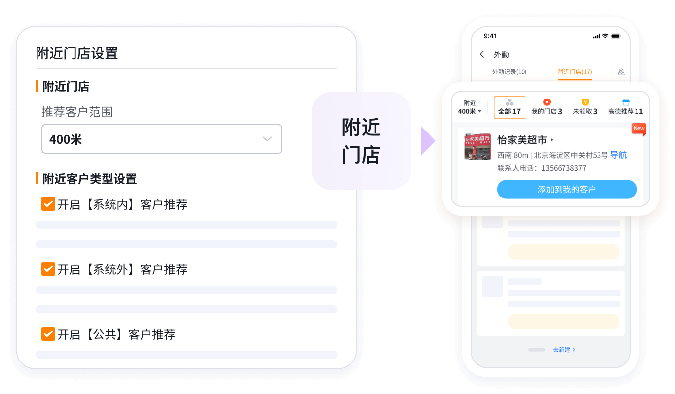SFA系统智能拓店功效界面截图